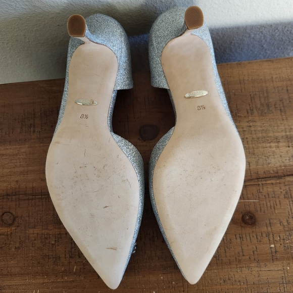 Badgley Mischka Silver Fabia Embellished Pointed Toe Pump Size 8.5 - Picture 12 of 14